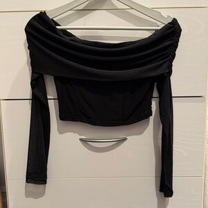 Black Corset Mesh Top, Elegant | Size Small